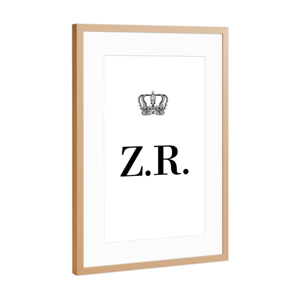 Poster mit Rahmen Kupfer "King ZR" artboxONE - Schwarzweiß,Buchstaben