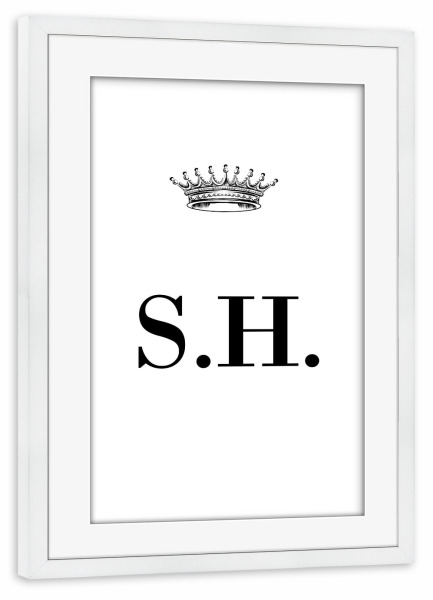 Poster mit Rahmen weiß "Queen SH" artboxONE - Schwarzweiß,Buchstaben
