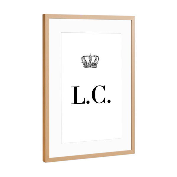 Poster mit Rahmen Kupfer "King LC" artboxONE - Schwarzweiß,Buchstaben