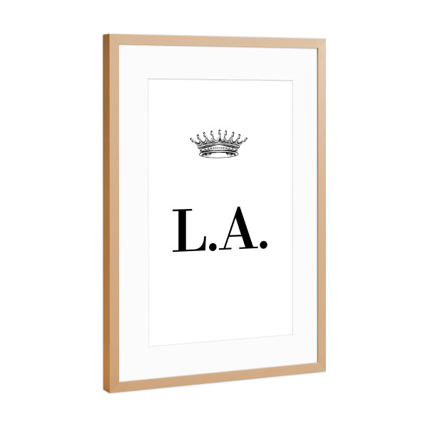 Poster mit Rahmen Kupfer "Queen LA" artboxONE - Schwarzweiß,Buchstaben