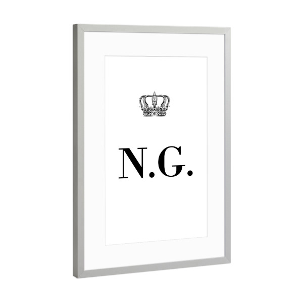Poster mit Rahmen Silber "King NG" artboxONE - Schwarzweiß,Buchstaben