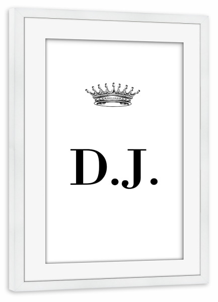 Poster mit Rahmen weiß "Queen DJ" artboxONE - Schwarzweiß,Buchstaben