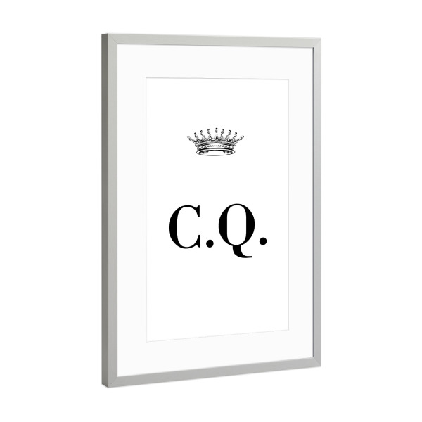 Poster mit Rahmen Silber "Queen CQ" artboxONE - Schwarzweiß,Buchstaben