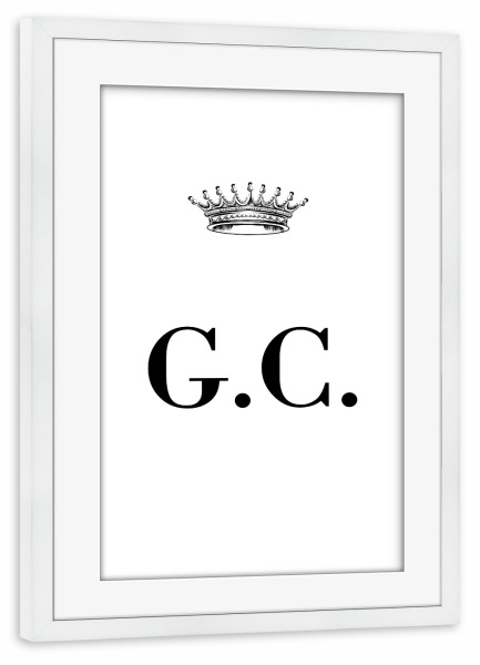 Poster mit Rahmen weiß "Queen GC" artboxONE - Schwarzweiß,Buchstaben