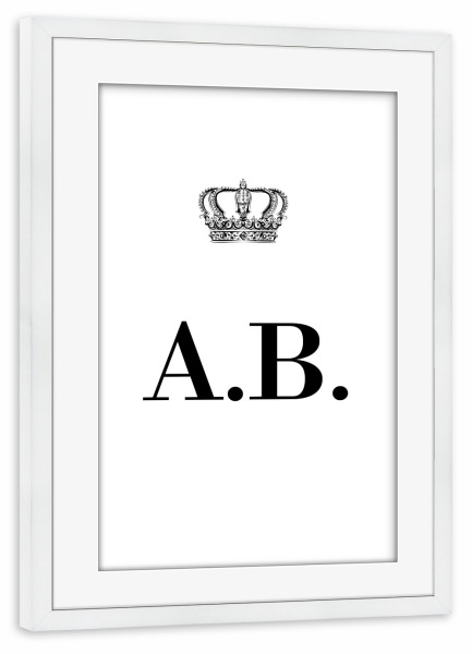 Poster mit Rahmen weiß "King AB" artboxONE - Schwarzweiß,Buchstaben