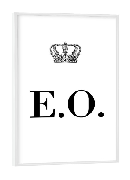 Poster mit weißem Rahmen "King EO" artboxONE - Schwarzweiß,Buchstaben