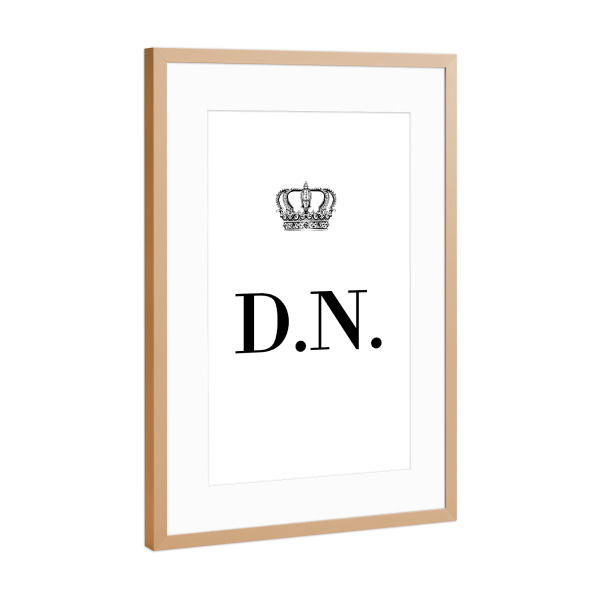 Poster mit Rahmen Kupfer "King DN" artboxONE - Schwarzweiß,Buchstaben