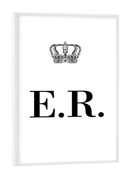 Poster mit weißem Rahmen "King ER" artboxONE - Schwarzweiß,Buchstaben