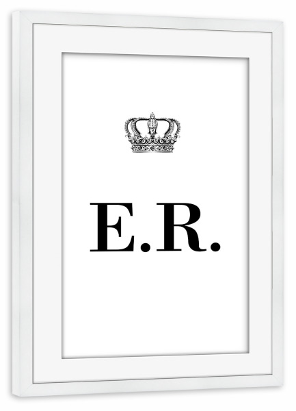 Poster mit Rahmen weiß "King ER" artboxONE - Schwarzweiß,Buchstaben
