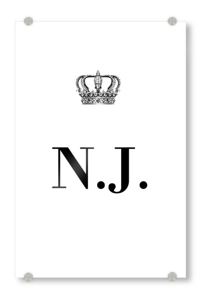 Acrylglasbild "King NJ" artboxONE - Schwarzweiß,Buchstaben