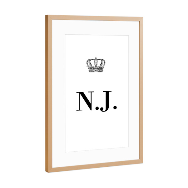 Poster mit Rahmen Kupfer "King NJ" artboxONE - Schwarzweiß,Buchstaben