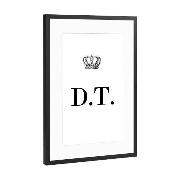 Poster mit Rahmen Schwarz (Metallic) "King DT" artboxONE - Schwarzweiß,Buchstaben