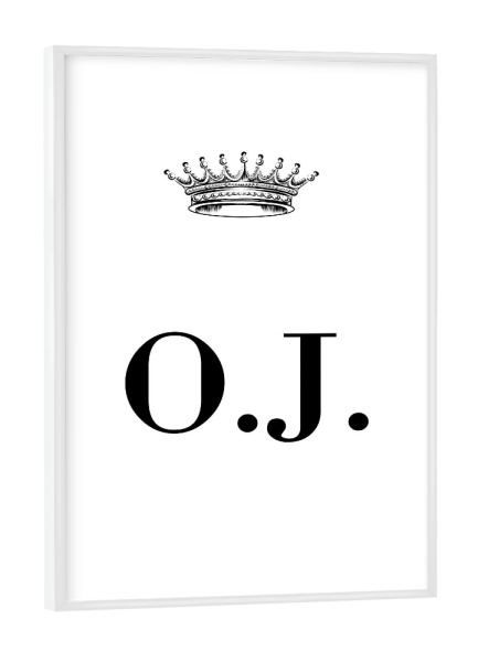 Poster mit weißem Rahmen "Queen OJ" artboxONE - Schwarzweiß,Buchstaben