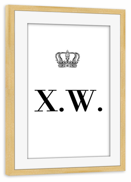 Poster mit Rahmen kiefer "King XW" artboxONE - Schwarzweiß,Buchstaben