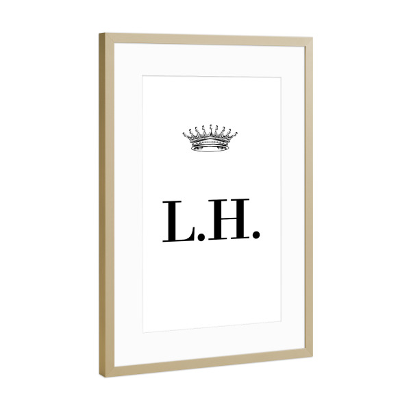 Poster mit Rahmen Gold "Queen LH" artboxONE - Schwarzweiß,Buchstaben