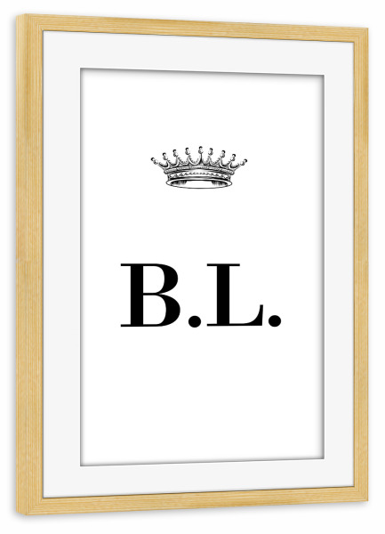 Poster mit Rahmen kiefer "Queen BL" artboxONE - Schwarzweiß,Buchstaben