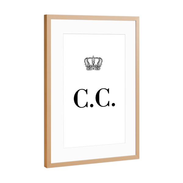 Poster mit Rahmen Kupfer "King CC" artboxONE - Schwarzweiß,Buchstaben