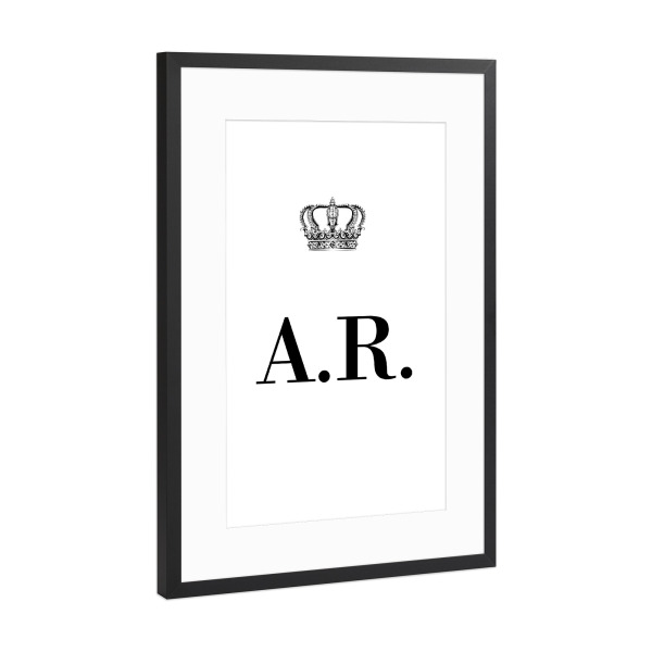 Poster mit Rahmen Schwarz (Metallic) "King AR" artboxONE - Schwarzweiß,Buchstaben
