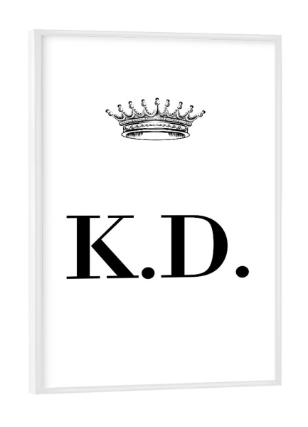 Poster mit weißem Rahmen "Queen KD" artboxONE - Schwarzweiß,Buchstaben