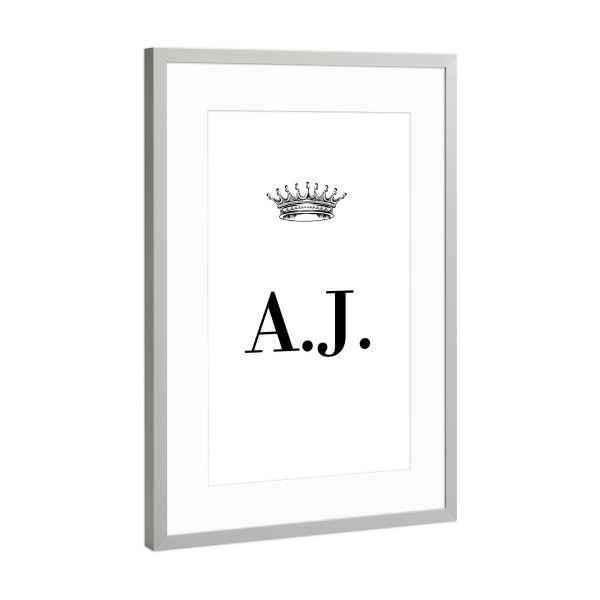 Poster mit Rahmen Silber "Queen AJ" artboxONE - Schwarzweiß,Buchstaben