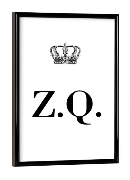 Poster mit schwarzem Rahmen "King ZQ" artboxONE - Schwarzweiß,Buchstaben