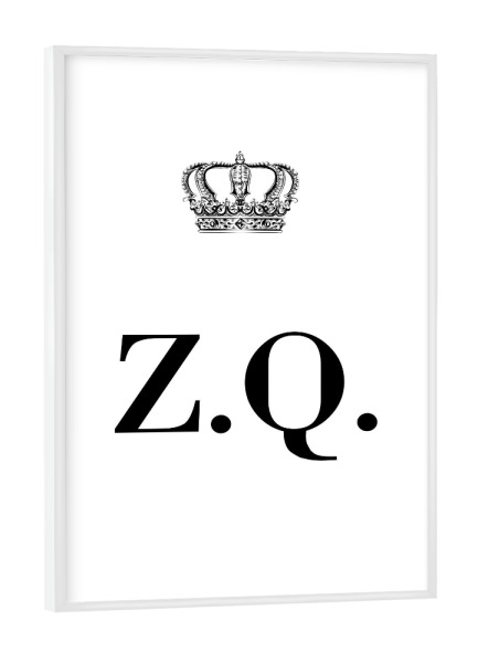 Poster mit weißem Rahmen "King ZQ" artboxONE - Schwarzweiß,Buchstaben