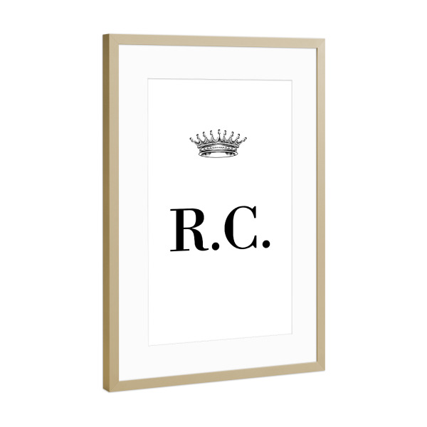 Poster mit Rahmen Gold "Queen RC" artboxONE - Schwarzweiß,Buchstaben