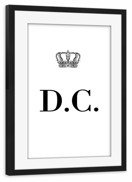 Poster mit Rahmen schwarz "King DC" artboxONE - Schwarzweiß,Buchstaben