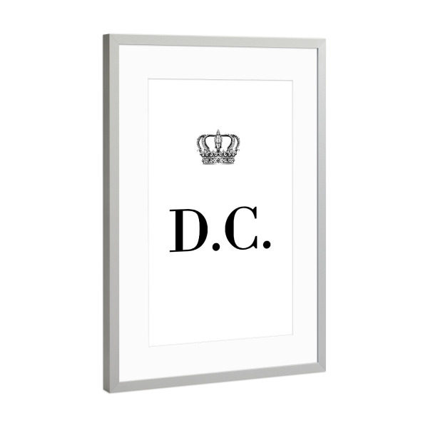 Poster mit Rahmen Silber "King DC" artboxONE - Schwarzweiß,Buchstaben