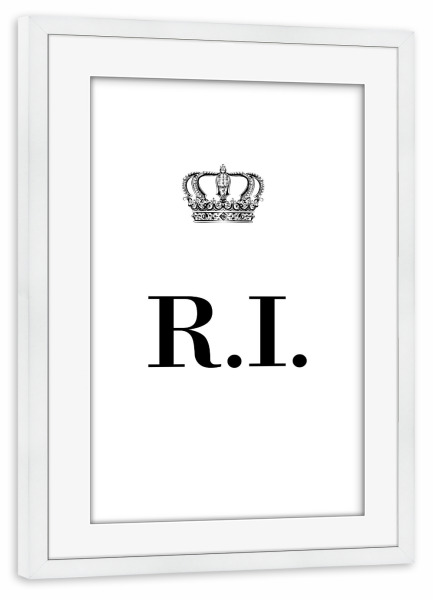 Poster mit Rahmen weiß "King RI" artboxONE - Schwarzweiß,Buchstaben