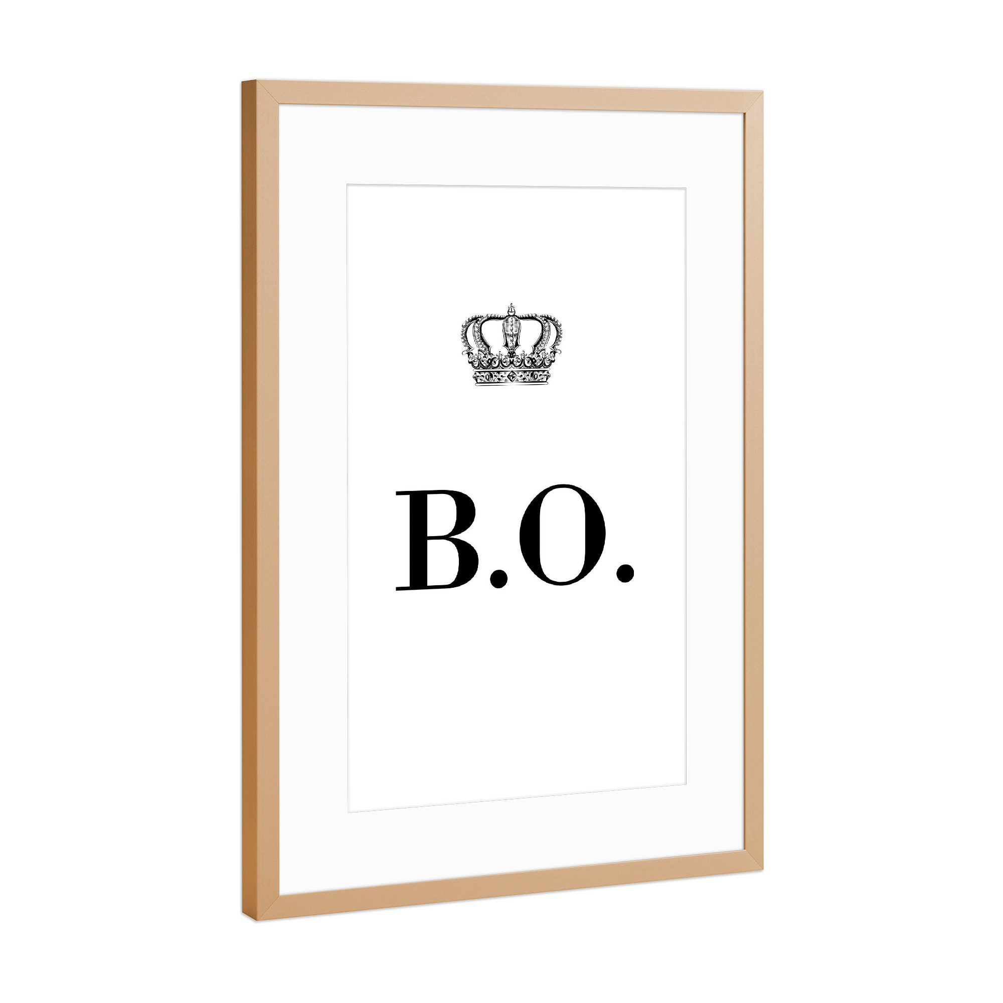 Poster mit Rahmen Kupfer "King BO" artboxONE - Schwarzweiß,Buchstaben