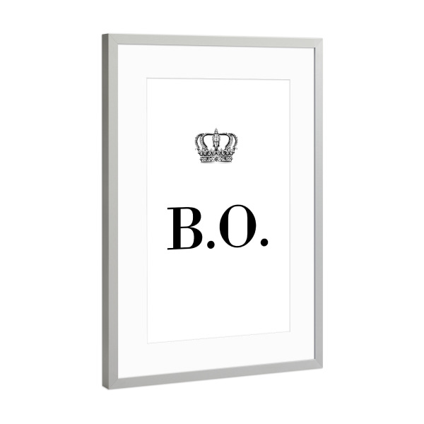 Poster mit Rahmen Silber "King BO" artboxONE - Schwarzweiß,Buchstaben