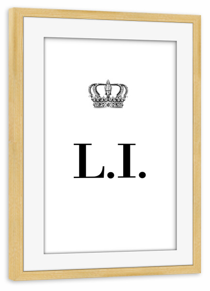 Poster mit Rahmen kiefer "King LI" artboxONE - Schwarzweiß,Buchstaben