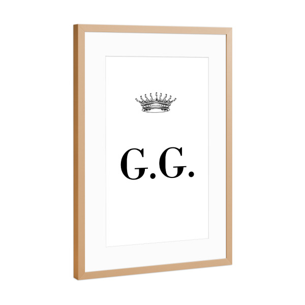 Poster mit Rahmen Kupfer "Queen GG" artboxONE - Schwarzweiß,Buchstaben