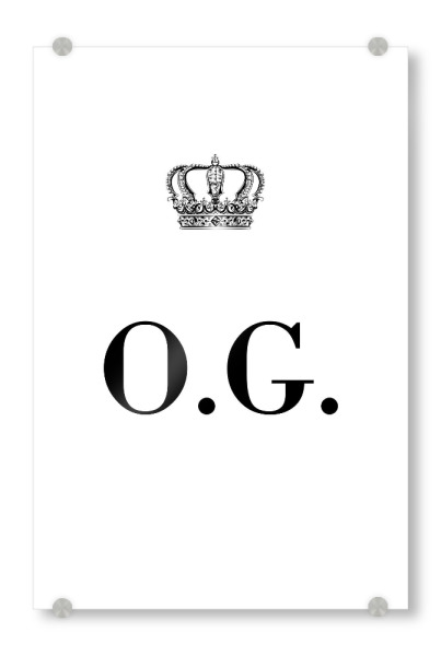Acrylglasbild "King OG" artboxONE - Schwarzweiß,Buchstaben