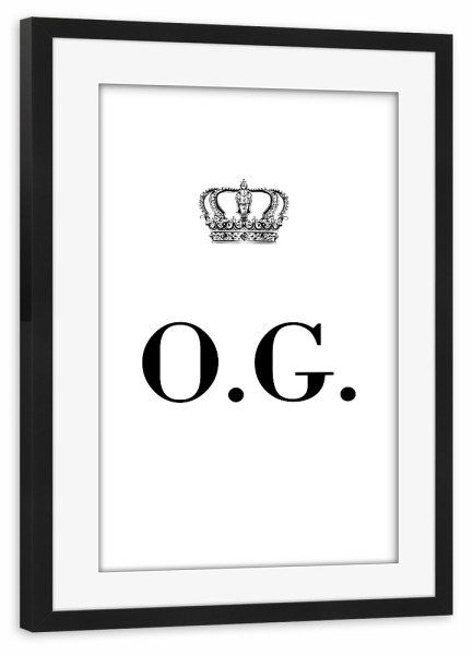 Poster mit Rahmen schwarz "King OG" artboxONE - Schwarzweiß,Buchstaben