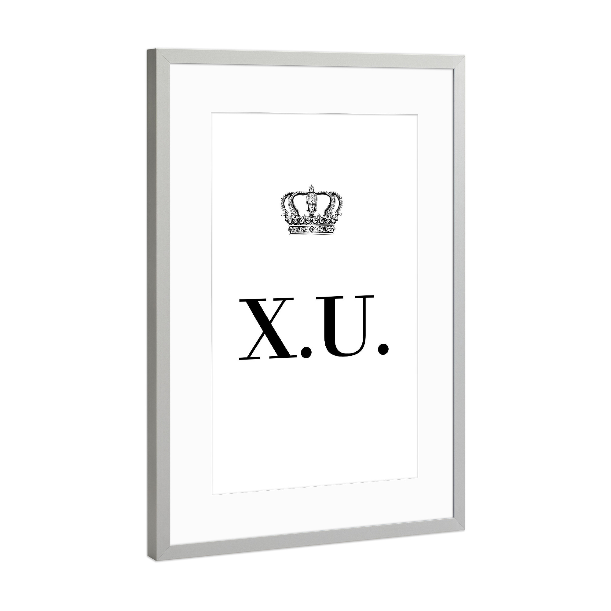 Poster mit Rahmen Silber "King XU" artboxONE - Schwarzweiß,Buchstaben