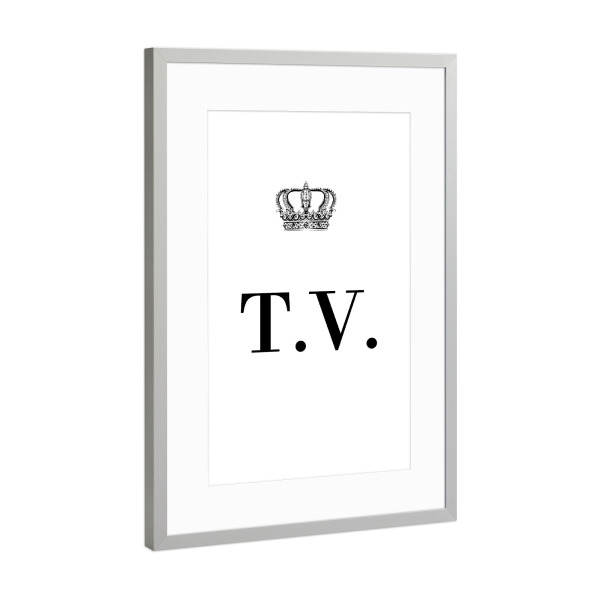 Poster mit Rahmen Silber "King TV" artboxONE - Schwarzweiß,Buchstaben