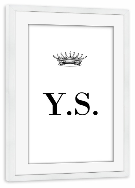 Poster mit Rahmen weiß "Queen YS" artboxONE - Schwarzweiß,Buchstaben