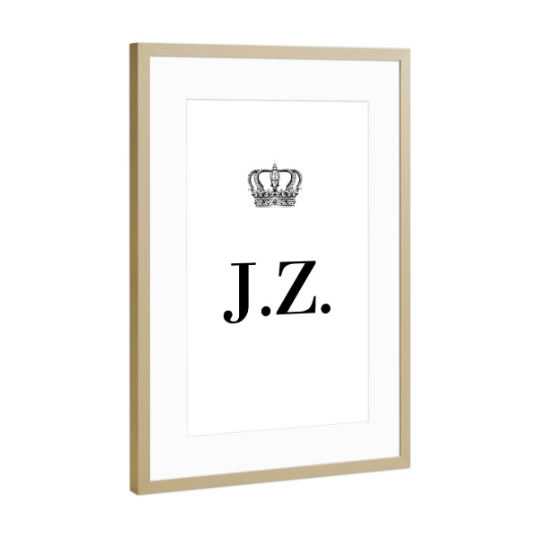 Poster mit Rahmen Gold "King JZ" artboxONE - Schwarzweiß,Buchstaben