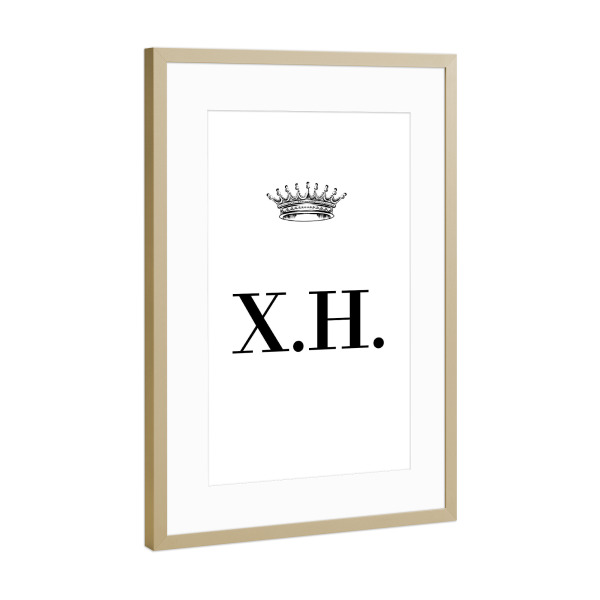 Poster mit Rahmen Gold "Queen XH" artboxONE - Schwarzweiß,Buchstaben