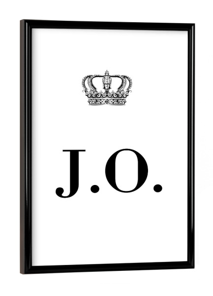 Poster mit schwarzem Rahmen "King JO" artboxONE - Schwarzweiß,Buchstaben