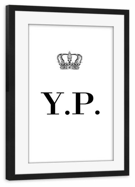 Poster mit Rahmen schwarz "King YP" artboxONE - Schwarzweiß,Buchstaben