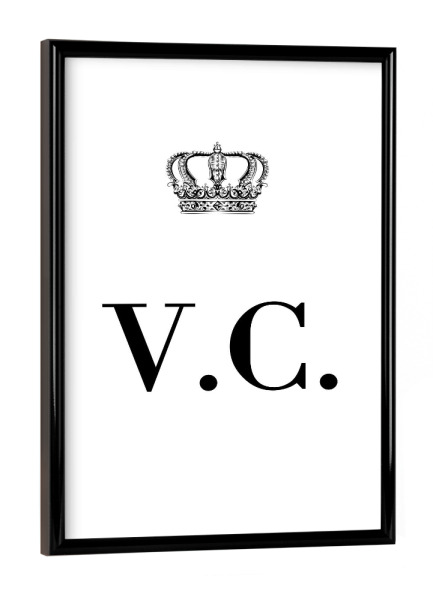 Poster mit schwarzem Rahmen "King VC" artboxONE - Schwarzweiß,Buchstaben