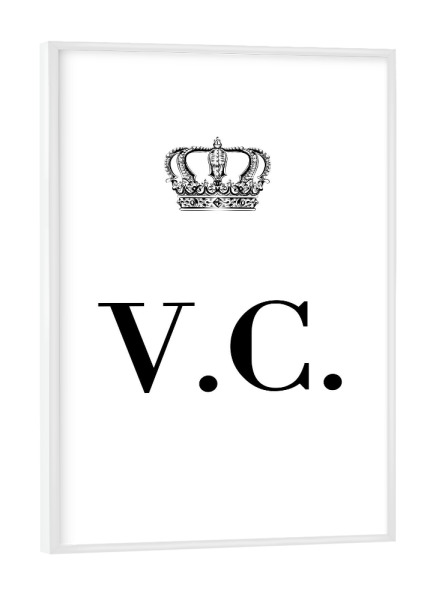 Poster mit weißem Rahmen "King VC" artboxONE - Schwarzweiß,Buchstaben