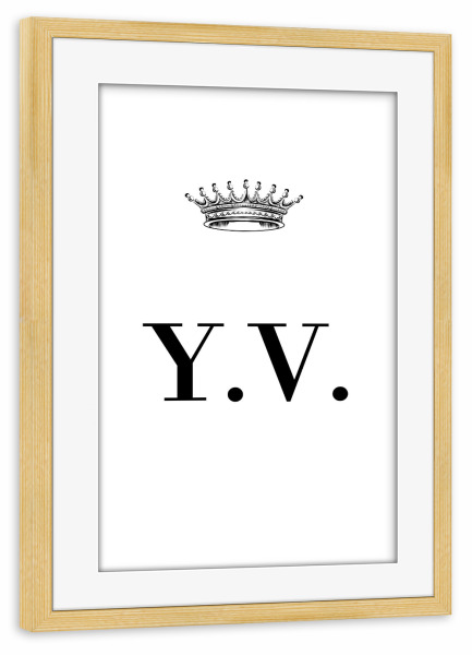 Poster mit Rahmen kiefer "Queen YV" artboxONE - Schwarzweiß,Buchstaben