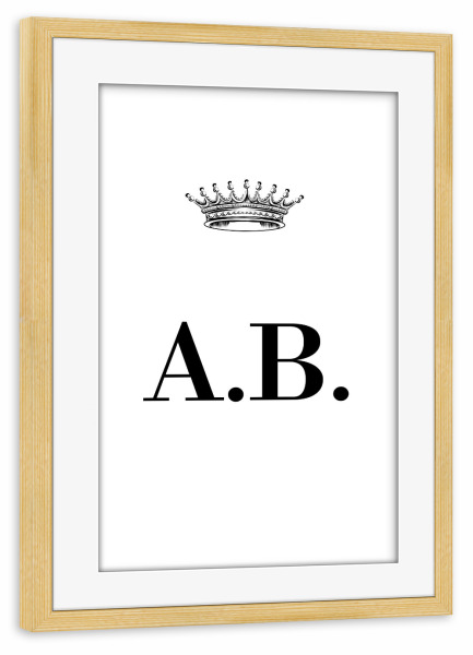 Poster mit Rahmen kiefer "Queen AB" artboxONE - Schwarzweiß,Buchstaben