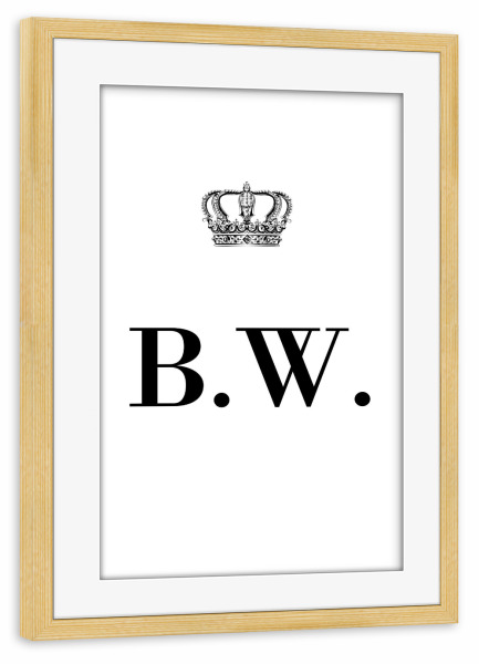 Poster mit Rahmen kiefer "King BW" artboxONE - Schwarzweiß,Buchstaben