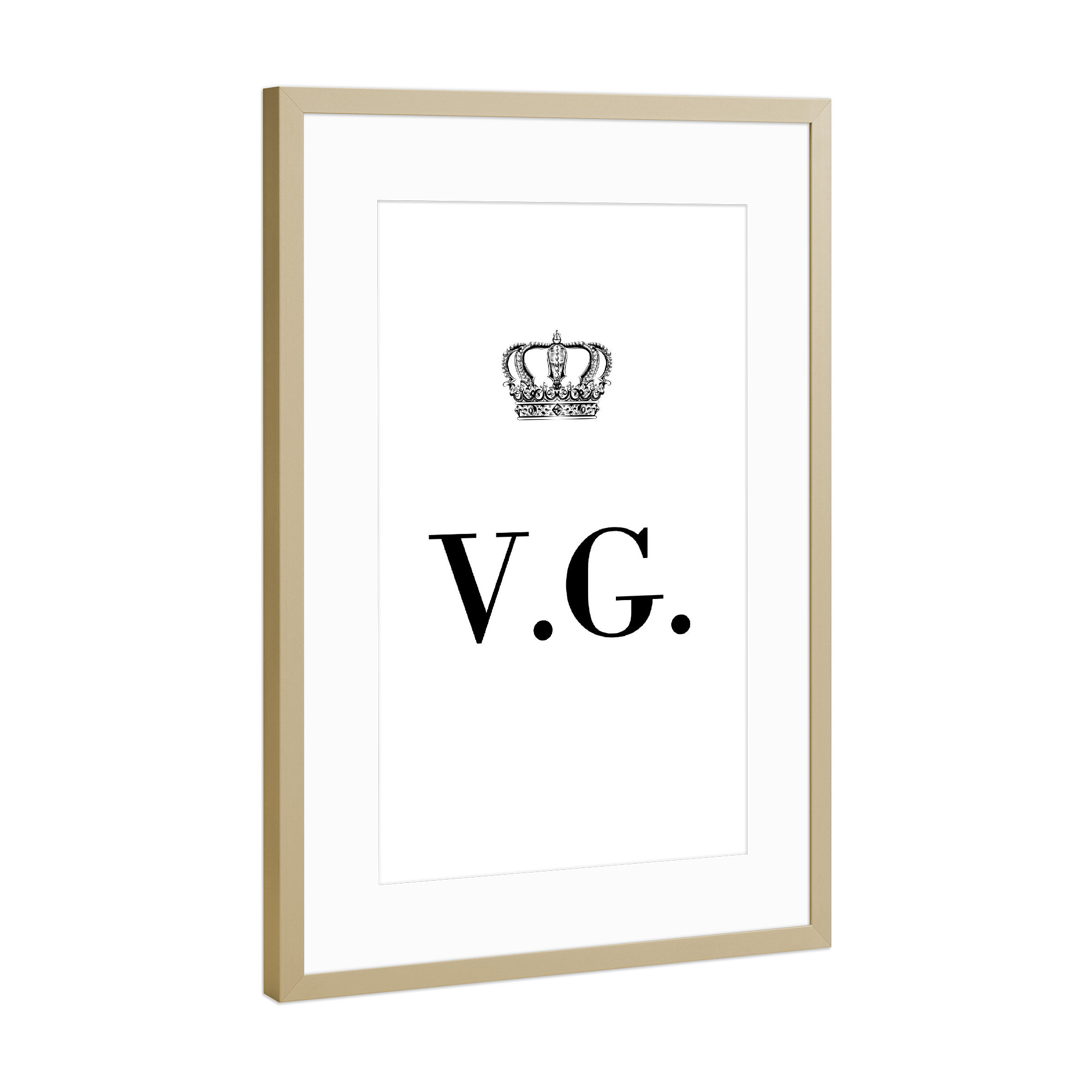 Poster mit Rahmen Gold "King VG" artboxONE - Schwarzweiß,Buchstaben