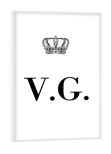 Poster mit weißem Rahmen "King VG" artboxONE - Schwarzweiß,Buchstaben